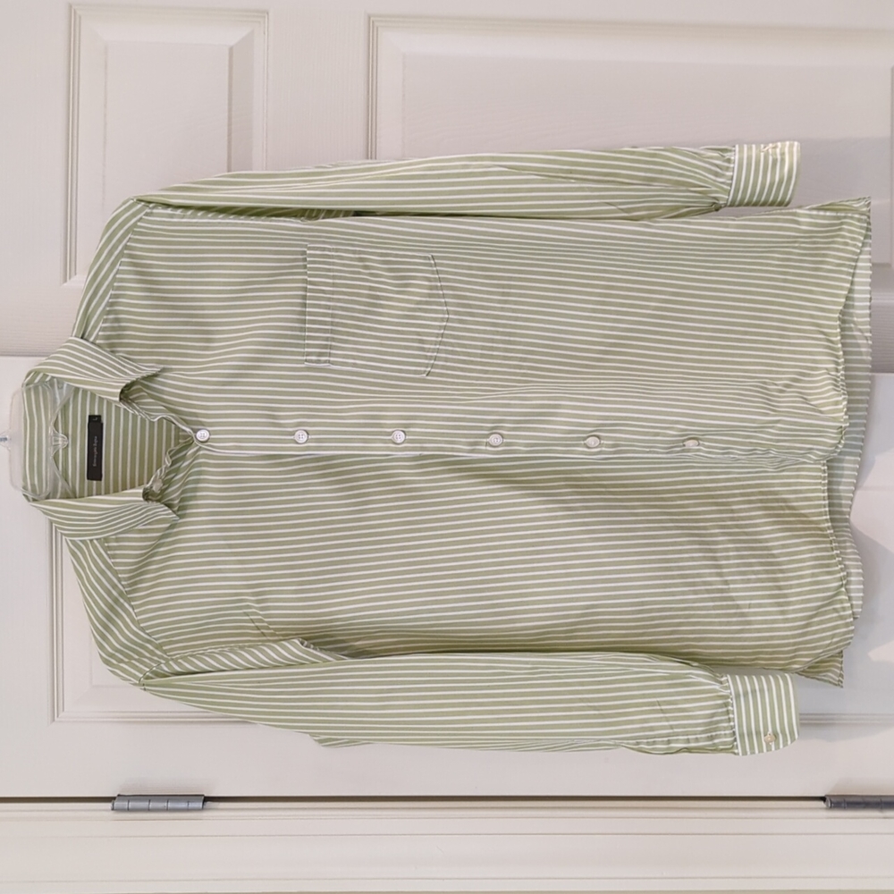 Ermenegildo Zegna Green & White Striped Shirt